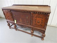 Antique buffet; veneer has some damage; approx. 60