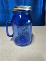 Blue Glass jar with Lid!