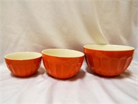 (3) Williams-Sonoma Orange Mixing Bowls