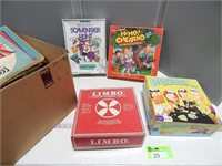 Large box with many board games