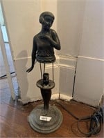BRONZE LADY LAMP, MISSING SHADE