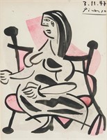 Pablo Picasso (Spain 1881-1973) Watercolor Cubist