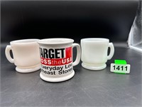 3 vintage shaving mugs (2) milk glass (1) Target