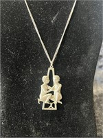 PEWTER CATHEDRAL PENDANT AND CHAIN 30"