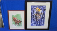 (2) Horse Theme Water Colours By Oshawa Artist,