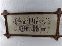 Vintage "God Bless Our Home" Needlepoint in
