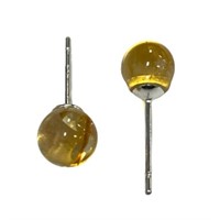 Natural Yellow Hematoid Quartz Stud Earrings