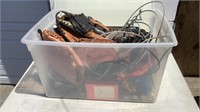 Storage Tote Of Baseball Mitts, Misc