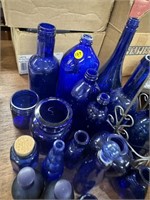 ASST. BLUE GLASS BOTTLES