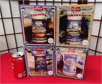 392 - 4 COLLECTIBLE MILITARY SERIES STEIN IN BOXES