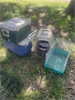 (2) coolers and pet taxi with hamster cage