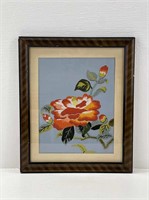 Colorful Flower Embroidery Framed Wall Decor