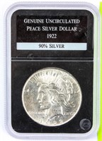 Coin 1922 Peace Silver Dollar Certified Unc.