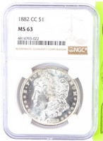 Coin 1882-CC Morgan Silver Dollar NGC MS63
