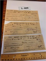 1920, 1921, 1922, Poll Tax Receipts Garland county