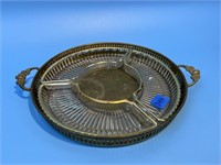 Brass Tray With Glass 3 Pc. Inserts