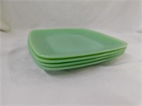 Jadeite square luncheon plates, (4) 8 3/8"