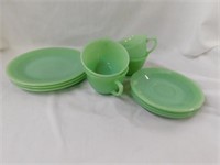 Jadeite Jane Ray luncheon plates (3) - four cups