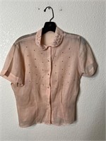 Vintage 1950s Rojay Femme Rhinestone Shirt