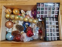 Tote of Assorted Christmas Ornaments