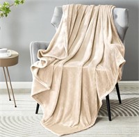 DREAMNINE Beige Cozy Fleece Throw Blanket