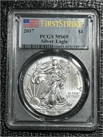 U.S. 2017 Silver Eagle "First Strike" MS69 PCGS