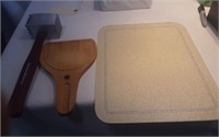 Meat tenderizer, cheese board, cutting board