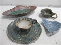Five Hand Made Pottery Pieces Shown See Info