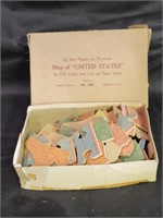 VTG US Map Wooden Jigsaw Puzzle