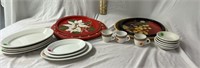 Assorted Serving Plates, Glass Dishes, Bowls, Cups