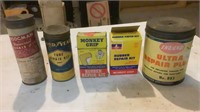 (5) Vintage Tire & Tube Repair Kit Containers