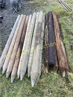 14 wood fence posts five 4“ x 6 1/2‘ 4 -5”inch by