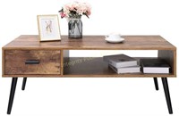 iWell Rustic Brown Mid-Century Coffee Table