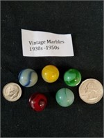 Lot of 5 Vintage Marbles 1930s - 1950s