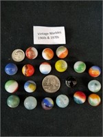 Lot of 19 Vintage Marbles 1960s & 1970s