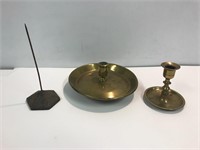 Brass receipt and candle holders