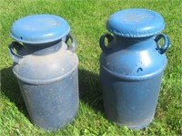 (2) Milk Cans with Lids. Measure: 25.5" T.