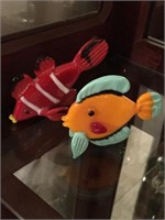 TWO SMALL COLORED ART GLASS FISH