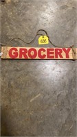 Wooden grocery sign