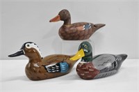 3pc Hand Crafted Painted Duck Decoys