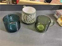 3 mugs. 2 glass 1 ceramic new