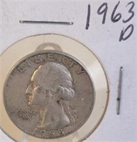 1963 D Washington Silver Quarter