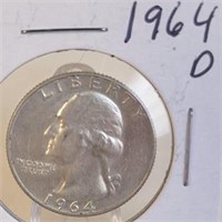 1964 D Washington Silver Quarter