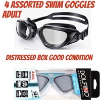 4 ASSORTED SWIM GOGGLES / ADULT  / DISTRESSED