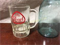 Vintage Pearl beer heavy glass beer mug