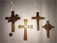 Great lot of 4 hand carved crosses