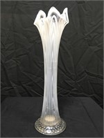 Fenton 12 Inch White Swirl Flower Vase