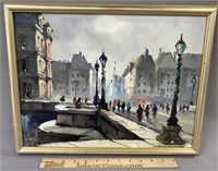 French Street Scene Oil Painting