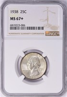 $2500 1938 Washington Quarter NGC MS-67+ (Toned)