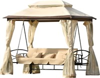 Outdoor Gazebo Swing  3-Seat  8.9x5.9 Ft  Beige